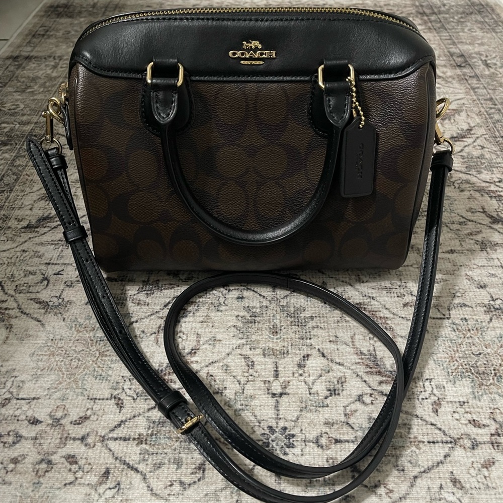 Coach Signature Brown and Black Satchel